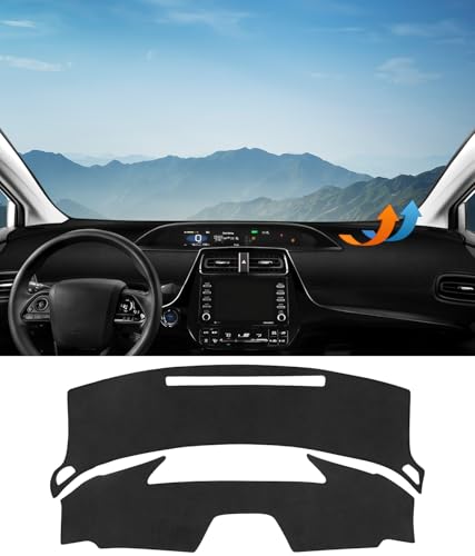 BIBLOZ Dash Cover Mat Fits for Toyota Prius 2016-2022 Accessories Black Flannel Interior Trim Car Dashboard UV Sun Protection - size: 2016-2022 Prius