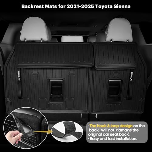 IKABEVEM 2021-2025 2026 Sienna Cargo Liner & Backrest Mat Fit for Toyota Sienna 7/8 Seat (without Spare Tire) - Custom Fit Trunk Mat and 3rd Row Seat Back Mats - All Weather Car Mats for Toyota Sienna - style: (5)Toyota Sienna 2021-2026 Cargo Liner & Back