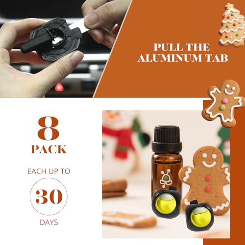 Car Air Freshener Vent Clips, 8 Pack, Provides Long-Lasting Scent, Up to 240 Days, Odor Eliminator (Gingerbread) - color: Gingerbread