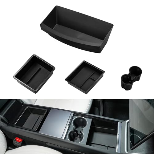 Motrobe 6PCS 2026 Center Console Organizer for Tesla Model Y Juniper (Only Premium & Performance 2025/2026) Cup Holder Armrest Storage Box Under Seat Storage Box Model Y Juniper Accessories - size: 4PCS Center Console Organizer(Model Y Juniper)