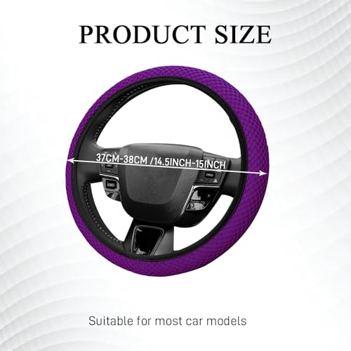 Elastic Stretch Steering Wheel Cover, Steering Wheel Protector, 15 Inch Anti-Slip Breathable Microfiber Ice Silk Protection, Easy Carry, Warm in Winter & Cool in Summer for Cars (Violet) - color: Violet