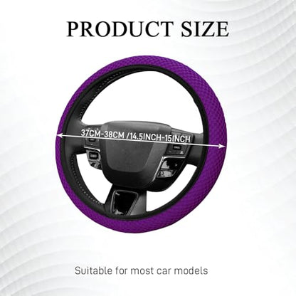Elastic Stretch Steering Wheel Cover, Steering Wheel Protector, 15 Inch Anti-Slip Breathable Microfiber Ice Silk Protection, Easy Carry, Warm in Winter & Cool in Summer for Cars (Violet) - color: Violet