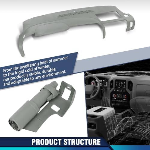 PIT66 Dash Cover Dashboard Compatible with Chevy Silverado 2007-2013 (LS, LT, or Work Truck ONLY), Fit GMC Sierra 2007-2013 (SL, SLE, or Work Truck ONLY), Fit Dual Glovebox Style Dashes Only Gray - size: 2007-2013 Silverado/Sierra(Gray | Set)