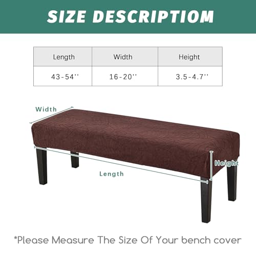 FUANGUI Waterproof Bench Cover, Stretch Jacquard Dining Bench Cover for bedrooms, Living Rooms, Kitchens, Protector Chair Bench Piano Bench Seat Covers Stool Slipcover Removable, Washable - Coffee - color: Jacquard Coffee