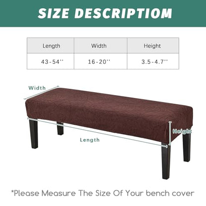 FUANGUI Waterproof Bench Cover, Stretch Jacquard Dining Bench Cover for bedrooms, Living Rooms, Kitchens, Protector Chair Bench Piano Bench Seat Covers Stool Slipcover Removable, Washable - Coffee - color: Jacquard Coffee