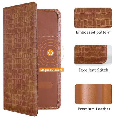 CoBak Car Registration and Insurance Holder - Vehicle Glove Box Car Organizer,Auto Truck Comparment Accessories Case with Magnetic Closure for Driver License,Cards - color: L-Crocodile Brown