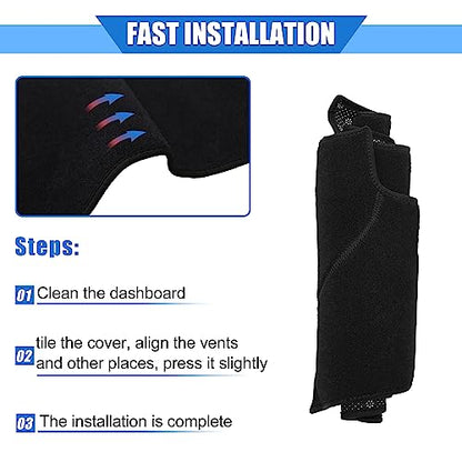 Dash Covers Mat for Toyota RAV4 2007-2012 Upgrade Polyester Car Center Console Interior Trim Dashboard Cover for Toyota RAV4 Protector Black