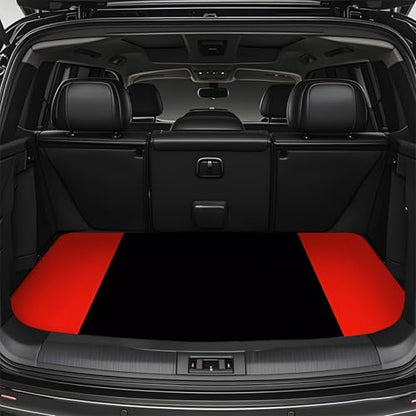 Universal Car Trunk Mat 29" x 39", Red Stripes Print All Weather Trunk Protection Cargo Liner,Durable Cargo Mat Rear Trunk Liner, Stylish Vehicle Interior Accessories Suitable for Most Car Models - color: Red Stripes