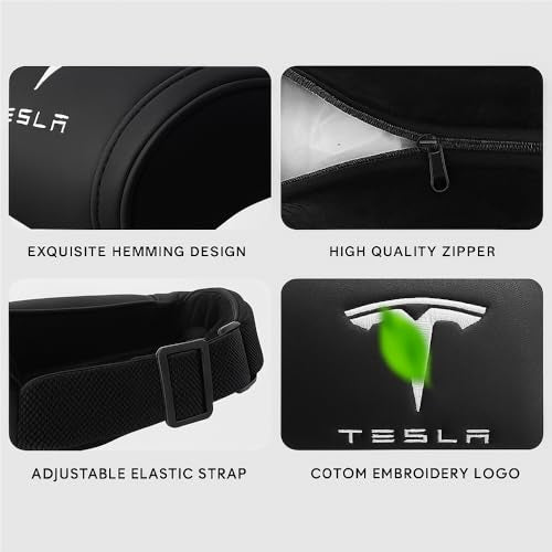 Car Headrest Neck Pillow Support Ergonomic, with Valve Stem Covers Accessory for Driving Seat Fatigue Relief Compatible with Model S X 3 Y & Cybertruck - 1 Piece - color: B. White Ver. 2