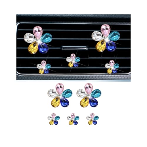 5PCS Bling Daisy Flower Car Air Vent Clips, Sparkling Crystal Rhinestone Vehicle Air Conditioning Outlet Clamp, Automotive Interior Decoration Clip, Universal for SUV RV Truck (5 Color) - color: 5 Color
