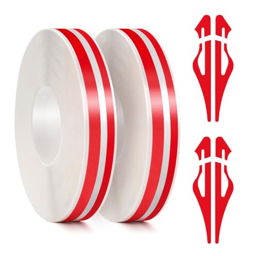 2 Rolls 32Ft Car Pinstripe Tape, Automotive Pinstriping Tape Stickers Vinyl DIY Stripes Pinstripe Emblems Trim Decals for Car, SUVs, Pickups, Motorcycle and Boat, Racing Stripes (Red) - color: Red-2