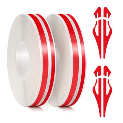 2 Rolls 32Ft Car Pinstripe Tape, Automotive Pinstriping Tape Stickers Vinyl DIY Stripes Pinstripe Emblems Trim Decals for Car, SUVs, Pickups, Motorcycle and Boat, Racing Stripes (Red) - color: Red-2