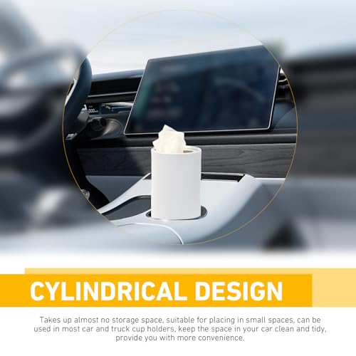 4 PCS Car Tissue Holder, Car Cup Holder Facial Tissues, Convenient Cylindrical Automotive Tissue Box, Universal for Most Cars (White)