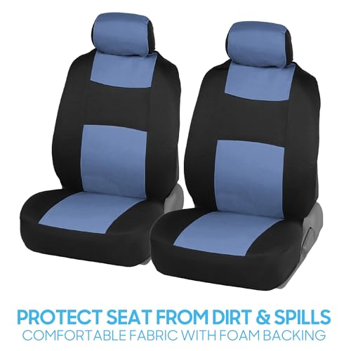 BDK PolyPro Car Seat Covers Full Set in Blue Gray on Black, Front and Rear Split Bench Seat Covers for Cars, Easy to Install Car Seats Cover Set and Accessories for Auto Trucks Van SUV - Blue Gray - color: Blue Gray