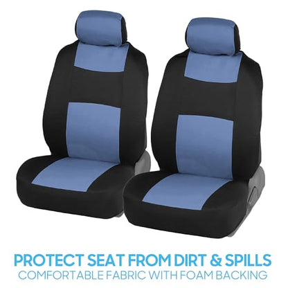 BDK PolyPro Car Seat Covers Full Set in Blue Gray on Black, Front and Rear Split Bench Seat Covers for Cars, Easy to Install Car Seats Cover Set and Accessories for Auto Trucks Van SUV - Blue Gray - color: Blue Gray