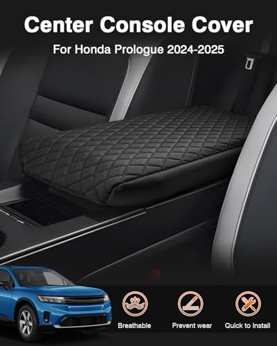 Shademax Custom for 2024 2025 2026 Honda Prologue Center Console Cover Armrest Cover for Honda Prologue Accessories Arm Rest Cushion Pad Leather Middle Console Cover Armrest Seat Box Protector Black - size: Size for Honda Prologue 2024-2026