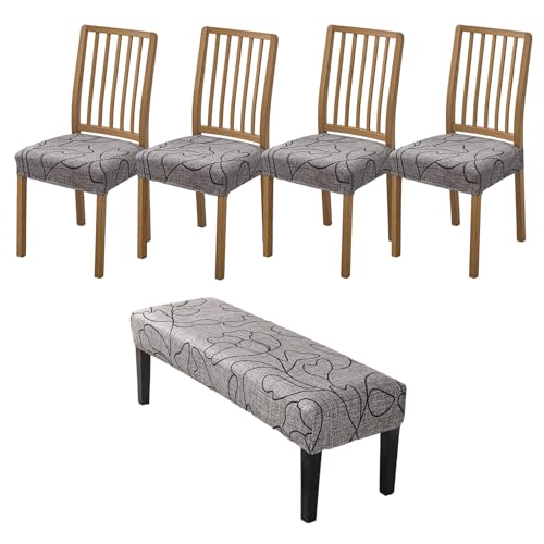 CRFATOP Printed Dining Room Chairs Seat Covers Set of 4 with Soft Bench Chair Cover Stretch Kitchen Chair Slipcover Washable Seat Cushion Slipcover Protector for Hotel Ceremony Banquet Wedding, 10 - color: Printed 10