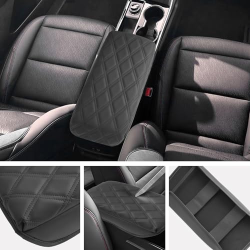 SXCY for 2025 2026 Chevy Equinox Accessories 2025 2026 Equinox Armrest Cover Center Console Cover 2026 Equinox Console Cover 2025 2026 Equinox Middle Console Cover (Adding Pad 2-Line Rhombus Style) - color: 2025 2026 Equinox Armrest Pad