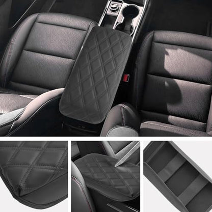 SXCY for 2025 2026 Chevy Equinox Accessories 2025 2026 Equinox Armrest Cover Center Console Cover 2026 Equinox Console Cover 2025 2026 Equinox Middle Console Cover (Adding Pad 2-Line Rhombus Style) - color: 2025 2026 Equinox Armrest Pad