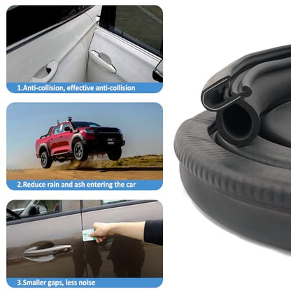 40Ft Car Door Seal Strip,U-Shaped Automotive Weather Stripping Rubber Seal Strip with Metal Clips,Universal Push-in Car Door Edge Guards Fits Car Boat RV Truck Home (40Ft) - color: 40Ft