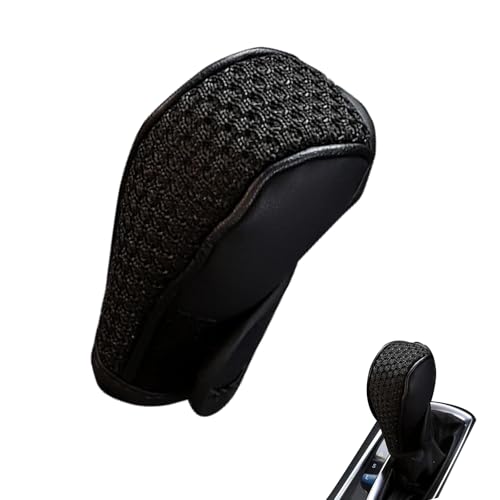 1 PC Car Gear Shifting Knob Cover, Leather Comfortable Gear Shift Cover, Anti-Slip Waterproof Shift Knob Gear Handle Protector Cover, Universal Decoration Accessories for Cars SUVs (Black)