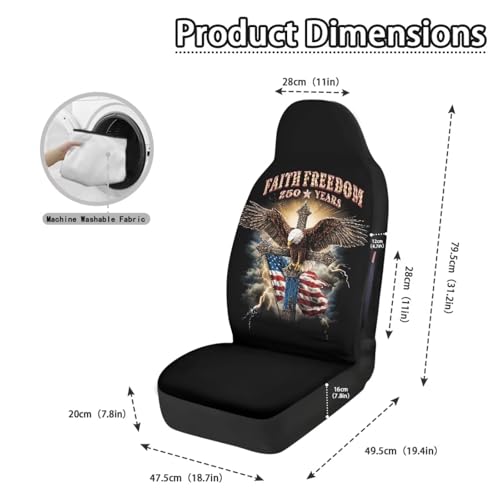Eagle Cross Print 2 Pcs Car Front Seat Cover, American Flag Printed Waterproof Car Seat Cover Front Seats Only Airbag Compatible, Universal Fits for Most Cars SUV Truck Vehicles Sedan - color: Black and Red - Eagle Cross American Flag
