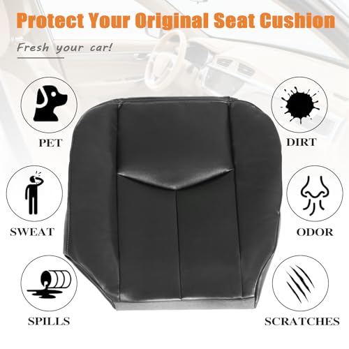 #692 or 69i Dark Gray Driver Side Bottom Foam Cushion ＆Replacement Seat Cover Leather Fit for Chevy Silverado Avalanche Tahoe Suburban/GMC Sierra Yukon 2003 2004 2005 2006 - color: Dark Gray