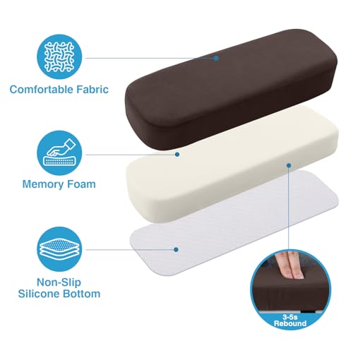 Smiry Ergonomic Office Chair Armrest Pads, Memory Foam Arm Rest Covers, Non-Slip Armrest Cushion with Adjustable Buckles and Straps, Elbow Relief for Desk, Gaming & Wheelchair (Chocolate, Set of 2) - color: Chocolate