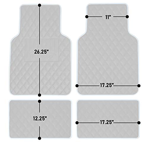 FH Group Floor Mats - Faux Leather Floor Mats for Cars, Universal Fit Automotive Floor Mats, All Purpose Car Floor Mats, PU Leather Protector Mat for Most Sedan, SUV, Truck Floor Mats Beige
