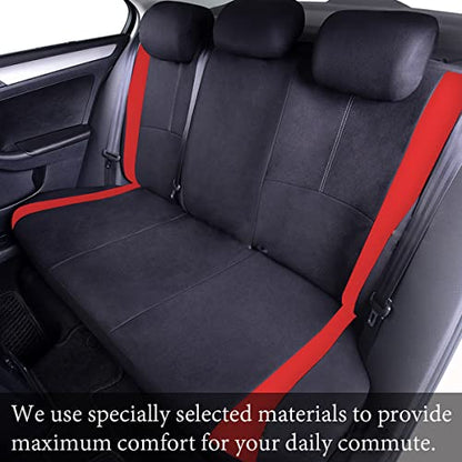 AICEL 9 Piece Car Seat Covers Full Set, Front and Rear Split Bench Auto Seat Protectors, Two-Tone Washable Automotive Seat Covers Universal Fit for Most Cars, Sedan, Truck, SUV - color: Red