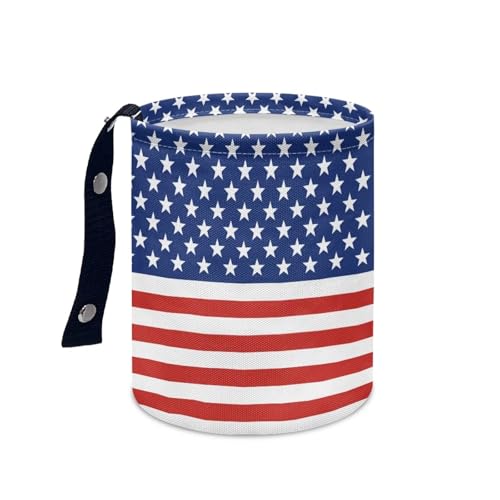 America Flag Star Stripes Multifunctional Console Basket Rubbish Bin Portable Car Waste Basket Container Waterproof Auto Storage Box Travel Accessories - color: America Flag Star Stripes
