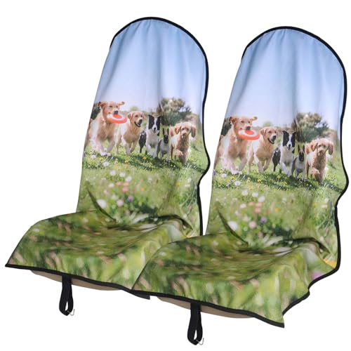Car Seat Cover Protector Front Seats,for Gym Workout,Running,Swimming,Beach and Hiking,Waterproof Sweat Towel Bucket Seat Covers for Cars SUV Trucks (Dog Print, 2Pcs) - color: Dog Print, size: 2Pcs Front Seat Towel