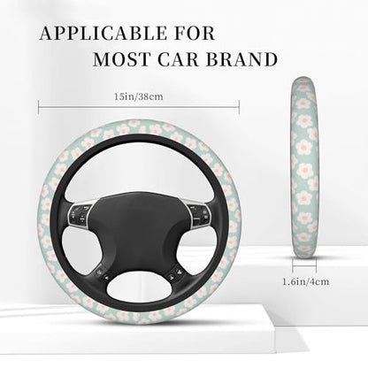 Car Steering Wheel Cover,Flower Universal Non Slip Wheel Protector 15 Inch Elastic Car Accessories for Men Women - color: Flower