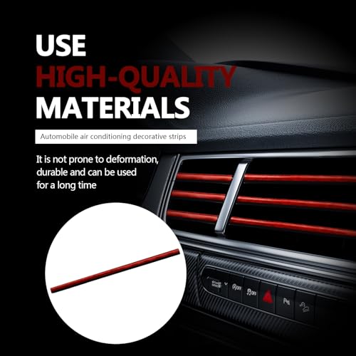 Automotive 20PCS Universal Car Air Conditioner Vent Trim Decoration Strip Bendable Vent Outlet Trim for Most Cars SUVs and Trucks with Straight Grilles, Crushed Ice Red