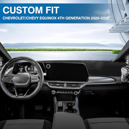 KUST Black Dash Cover for Chevy Equinox EV 2024 2025 2026 Polyester Dashboard Cover Left Hand Drving Dash Carpet Non-Slip Interior Accessories for Equinox Custom Fit Dash Mat - size: For Equinox EV 24-26