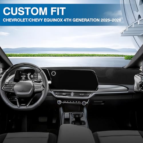 KUST Black Dash Cover for Chevy Equinox EV 2024 2025 2026 Polyester Dashboard Cover Left Hand Drving Dash Carpet Non-Slip Interior Accessories for Equinox Custom Fit Dash Mat - size: For Equinox EV 24-26