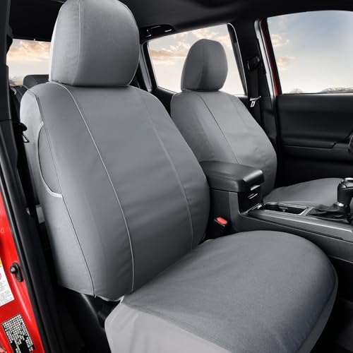 Coverado Seat Covers Custom Fit for Tacoma Double Cab/Crew Cab SR/SR5/TRD Sport/TRD Off-Road/Limited Seat Cushion Protectors 2016-2023 Canvas (Frontpair, Gray) - color: Canvas/Gray, size: 2016-2023/Front