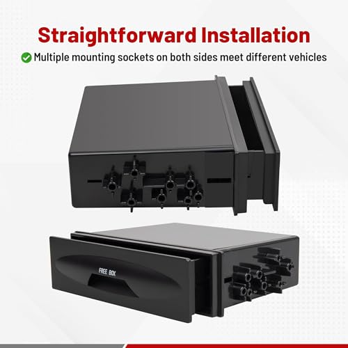 RED WOLF Car Radio Stereo Single Din Storage Box Dash Trim CD Player Holder Storage Box Mounting Pocket Drawer Kit