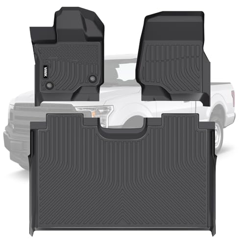 VIWIK Floor Mats Compatible for Ford F150 2015-2025 SuperCrew/Crew Cab for Ford F150 Car Mats All Weather Protection Custom Full Set Include 1st and 2nd Row, Automotive Floor Liner TPE Black 3PCS - size: Fit for 2015-2026 Ford F150 Crew Cab