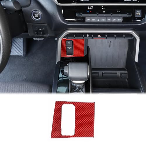 Car Central Electronic Handbrake Button Trim Sticker Compatible with Toyota Tundra/Sequoia 2022-2023 Carbon Fiber Center Console Electronic Handbrake Button Protect Frame Decor Cover Trim Accessories - color: Red Carbon Fiber