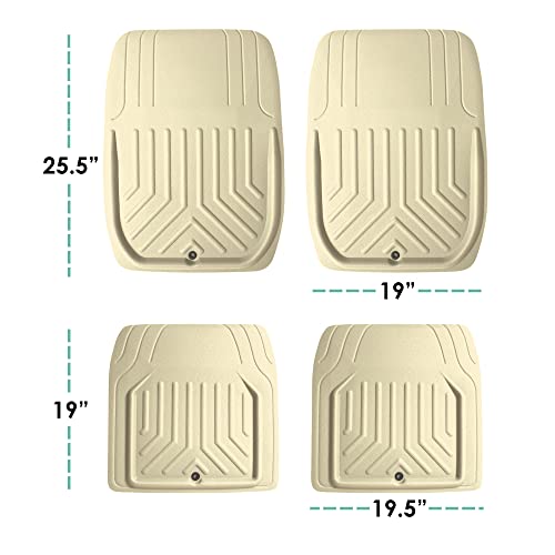 FH Group Faux Leather Deep Dish Floor Mats, Beige, Universal Fit, Set of 4, Trim-to-Fit Car Mats for Most Sedan, SUV, Truck - color: BEIGE