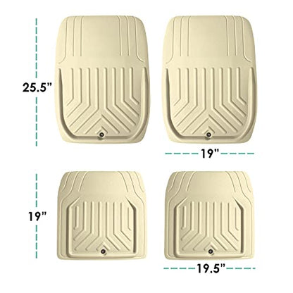 FH Group Faux Leather Deep Dish Floor Mats, Beige, Universal Fit, Set of 4, Trim-to-Fit Car Mats for Most Sedan, SUV, Truck - color: BEIGE