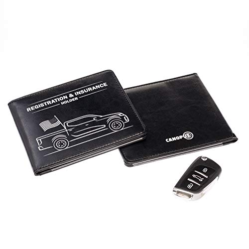 CANOPUS Car Registration & Insurance Holder with Magnetic Closure, Vehicle Document Organizer, Auto Glove Box Wallet, Includes 2 EZ Pass Strip Sets – Truck - color: Black, size: Truck