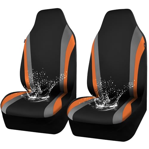 CAR PASS AquaShield Neoprene Waterproof Car Seat Covers Front Seats Only, High Back Bucket Seat Cover,Airbag Compatible,Seat Covers for Women Girl, Universal Fit for Auto Truck Van SUV (Black Orange) - color: Black and Orange