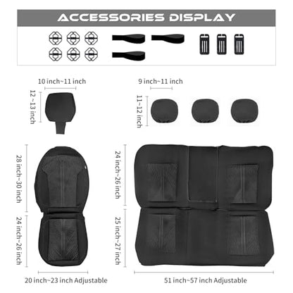 CAR PASS Waterproof Car Seat Covers Full Set,Neoprene Wetsuit, All-Weather Non-Slip Durable, Universal Fit for SUV, Sedans, Trucks, Vans, with Armrest & Airbag Compatibable, All Black - color: ALL Black, size: Full Set