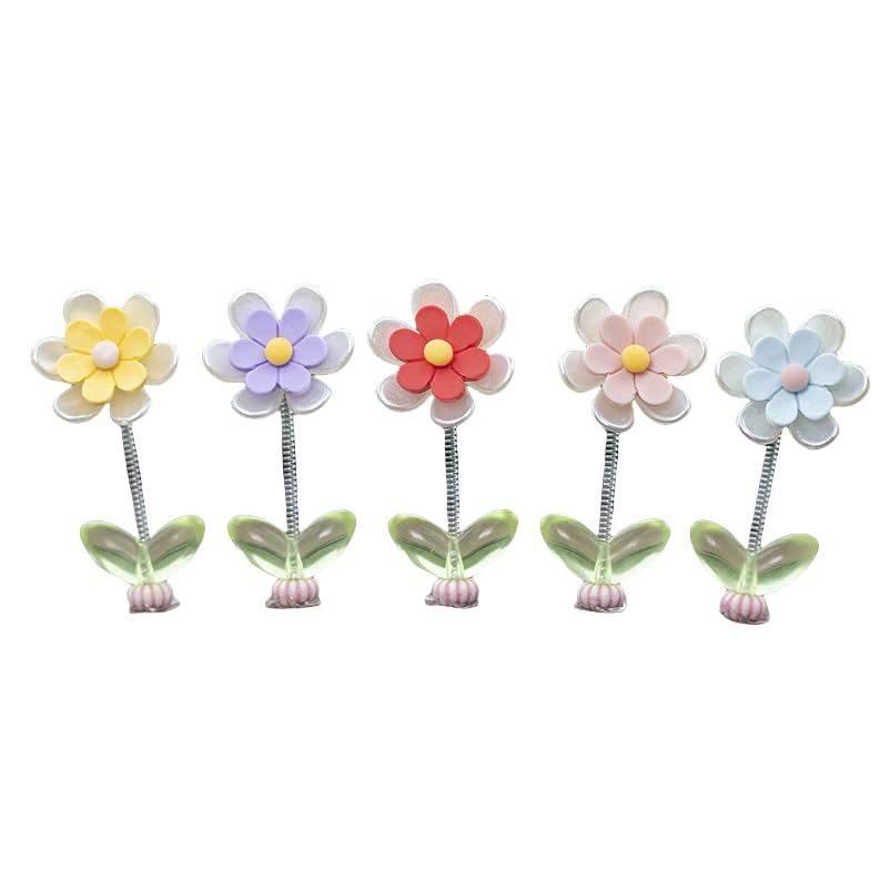 5pcs Ucubwfu Car Center Console Daisy Spring Ornament, Car Interior Flower Ornament