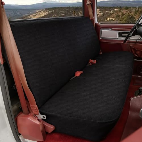Universal Bench Seat Cover for Ford, Chevrolet, Dodge, Full Size Pickup Trucks - Front Solid Car Seat Protector, Comfortable, Easy Install with Side Pockets, Durable Black - color: Black, size: Single-Layer Corduroy