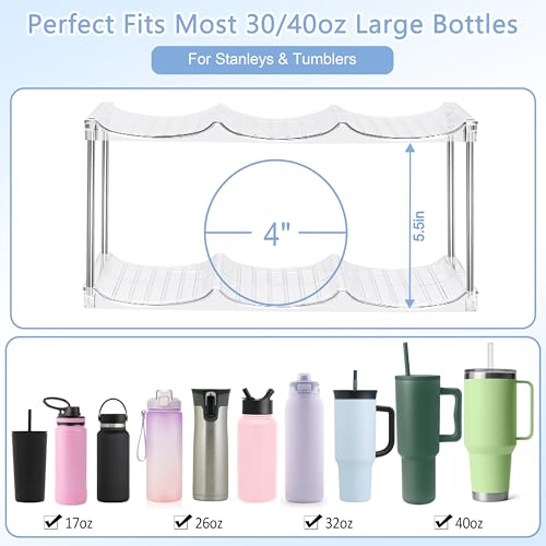 Stackable Water Bottle Organizer - Large Compartment Stanley Cup Holder, Water Bottle Holder for Stanley Tumbler 40oz, Tumbler Organizer Kitchen Pantry Organization and Storage, 4 Tier Storage Rack - size: 12-Bottle
