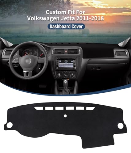 BIBLOZ Dash Cover for Volkswagen Jetta 2011-2018 Accessories Black Flannel Dashboard Cover Mat Car Dashboard UV Sun - size: 2011-2018 Jetta