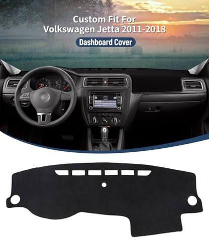 BIBLOZ Dash Cover for Volkswagen Jetta 2011-2018 Accessories Black Flannel Dashboard Cover Mat Car Dashboard UV Sun - size: 2011-2018 Jetta